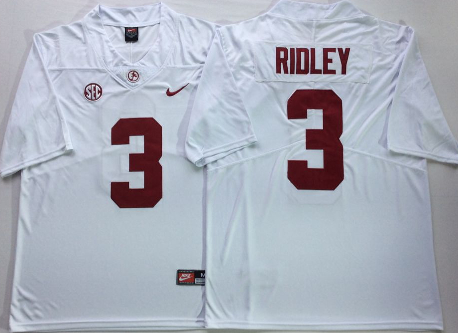 Men Alabama Crimson Tide 3 Ridley White Nike NCAA Jerseys